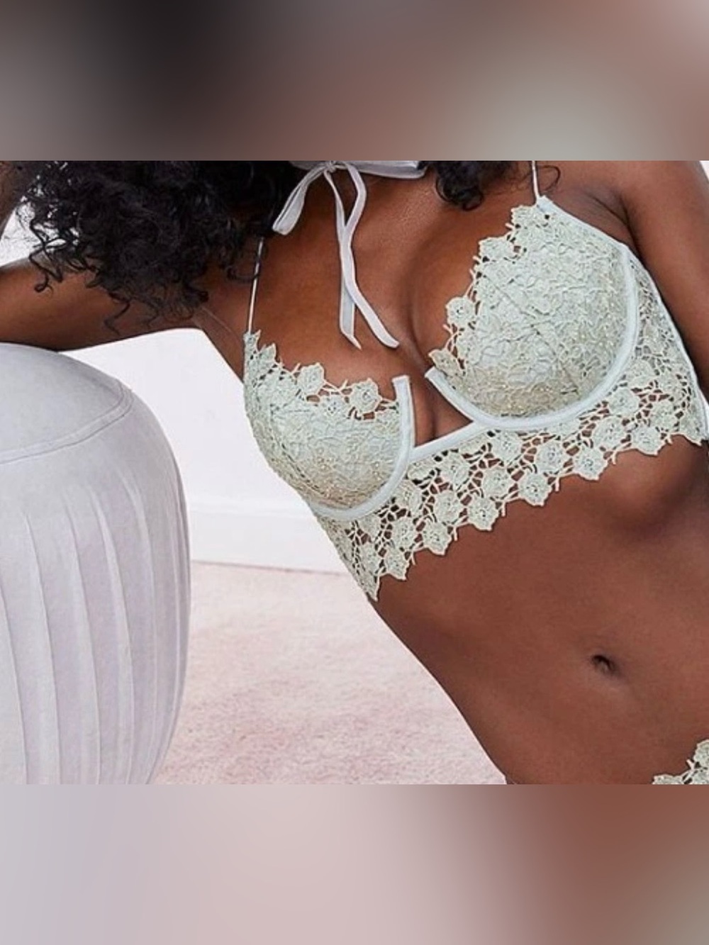 For Love & Lemons Twinkle Rose Rhinestone Lace Bustier Sage S